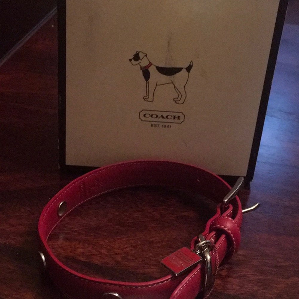 Coach Red Leather Dog Collar